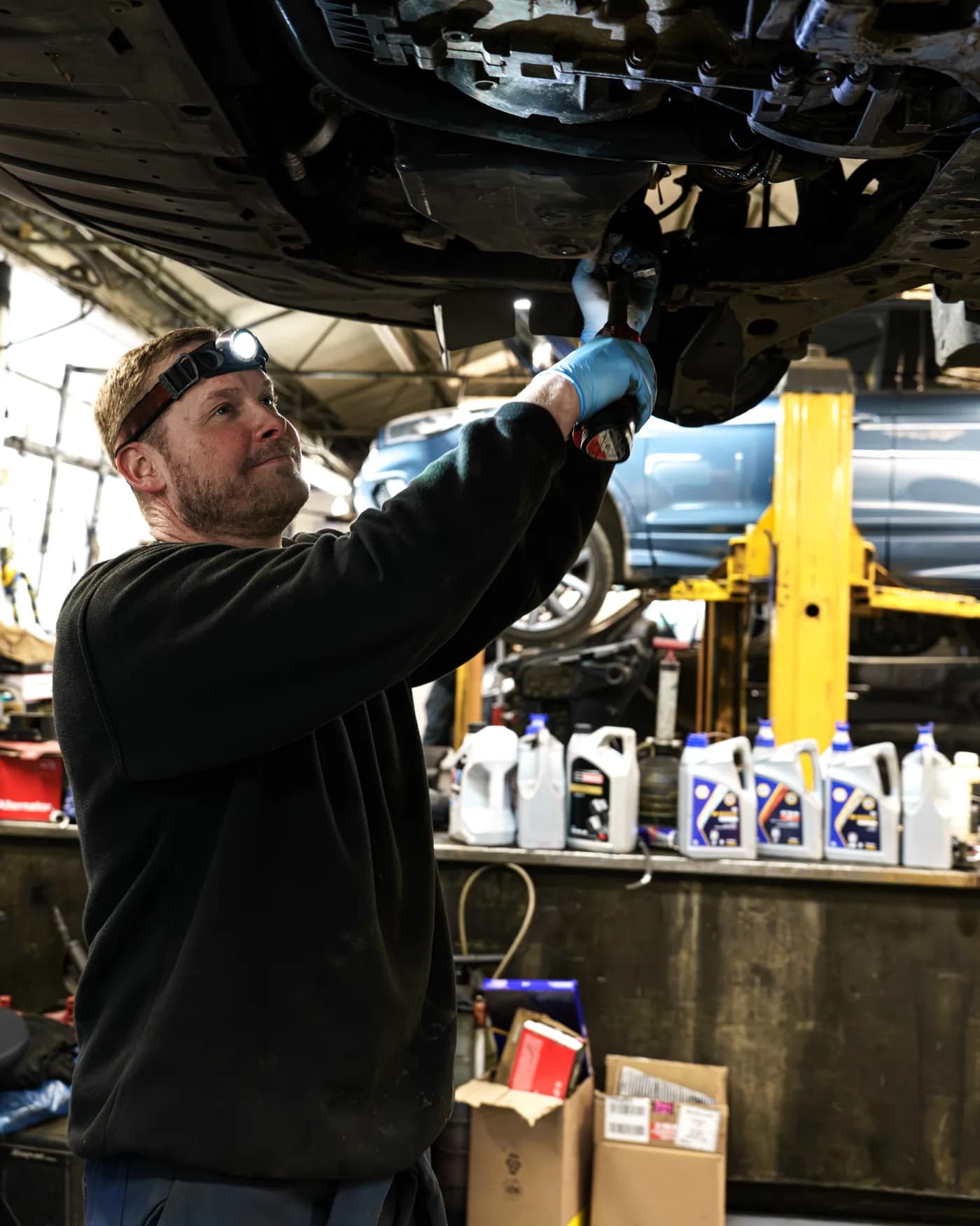 Workshop bay at Alan Watkins Motor Repairs